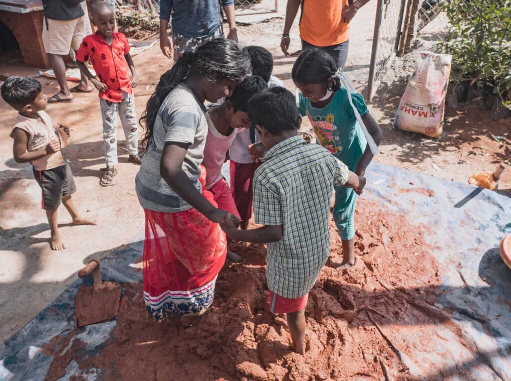 Children playing on the site